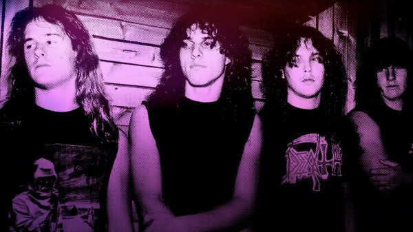 A photo of the band Death and Chuck Schuldiner from the upcoming book Born Human: The Life and Music of Death's Chuck Schuldiner.