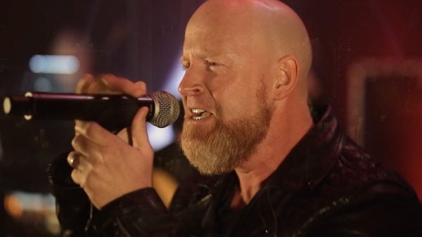 Michael Barnes, longtime vocalist of RED, pictured before his final performance with the band.